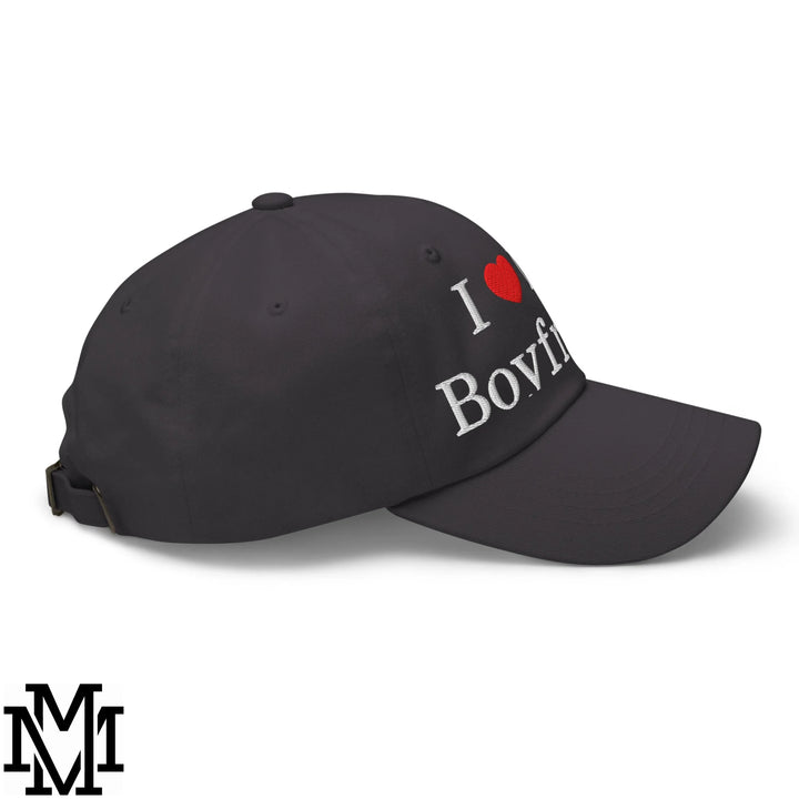 I Love My Boyfriend Heart Embroidered Unstructured Dad Hat - Dark Grey