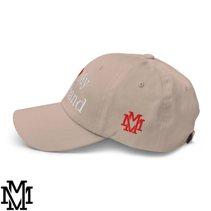 I Love My Husband Heart Embroidered Unstructured Dad Hat - Stone