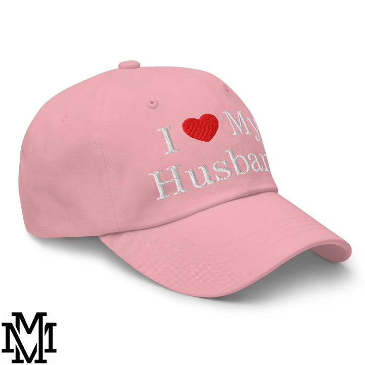 I Love My Husband Heart Embroidered Unstructured Dad Hat - Pink