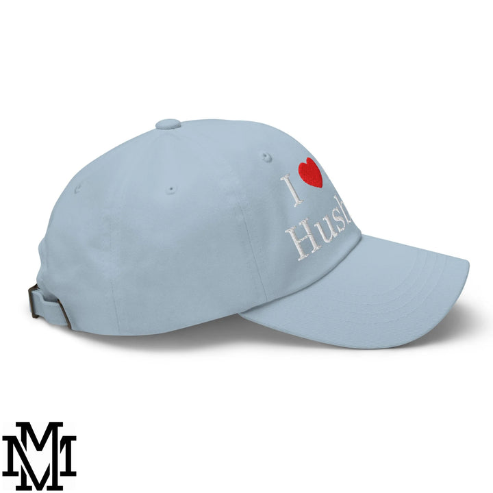 I Love My Husband Heart Embroidered Unstructured Dad Hat - Light Blue