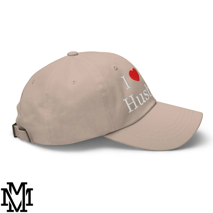 I Love My Husband Heart Embroidered Unstructured Dad Hat - Stone