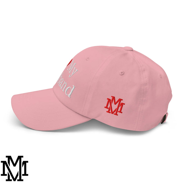 I Love My Husband Heart Embroidered Unstructured Dad Hat - Pink