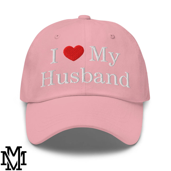 I Love My Husband Heart Embroidered Unstructured Dad Hat - Pink