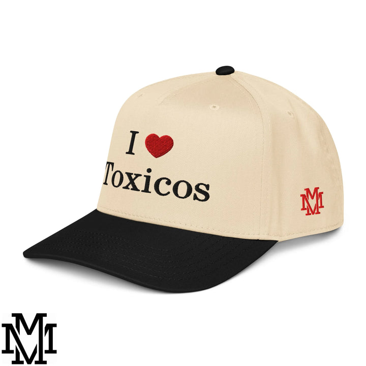 I Love Toxicos Heart Embroidered Baseball Snapback Hat - Black Natural