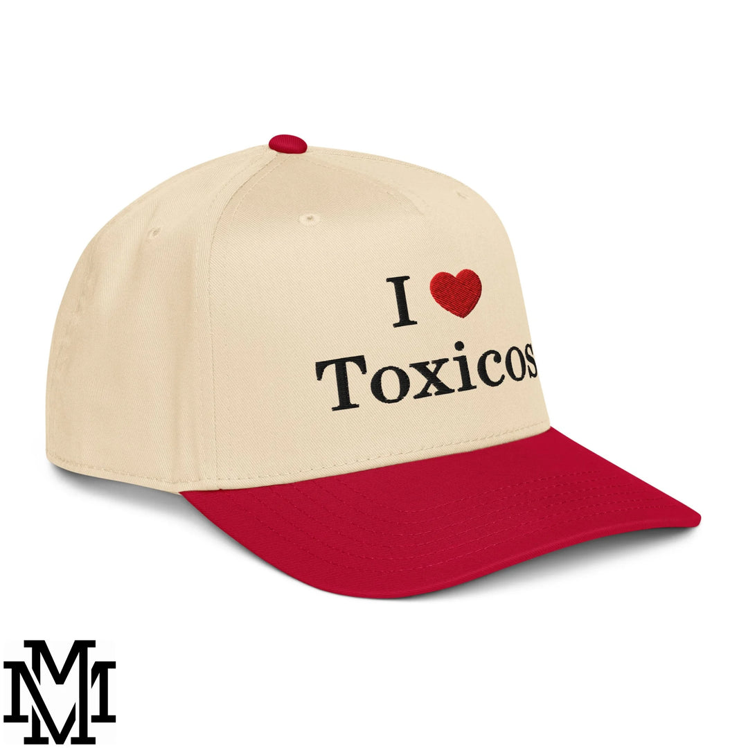 I Love Toxicos Heart Embroidered Baseball Snapback Hat - Red Natural