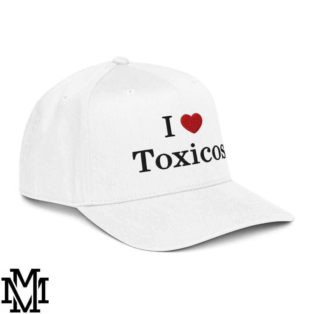 I Love Toxicos Heart Embroidered Baseball Snapback Hat - White