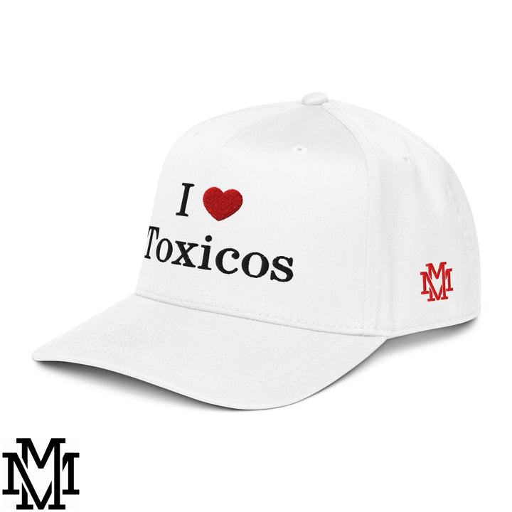 I Love Toxicos Heart Embroidered Baseball Snapback Hat - White