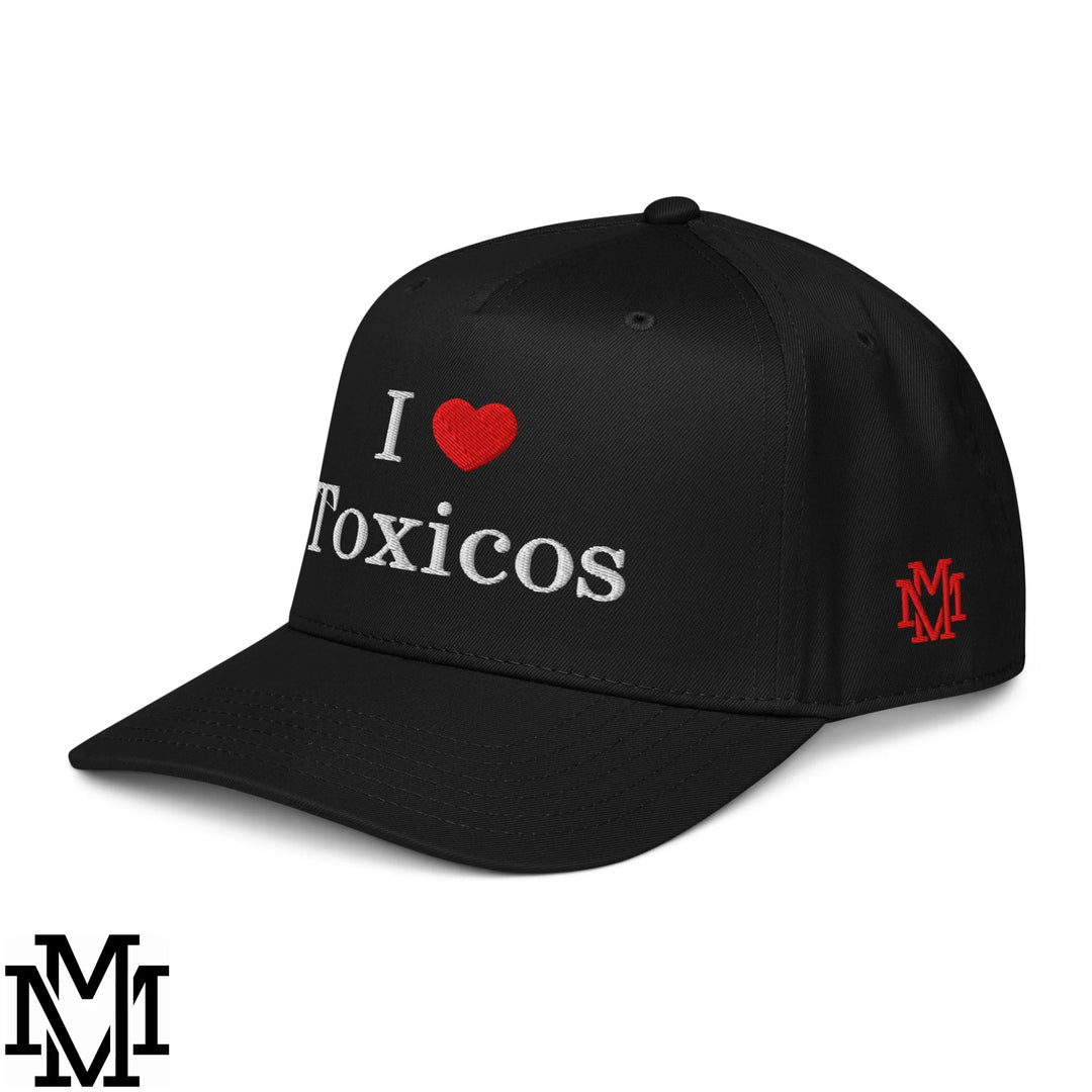 I Love Toxicos Heart Embroidered Baseball Snapback Hat - Black