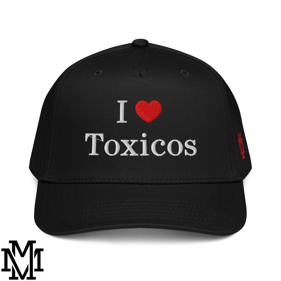 I Love Toxicos Heart Embroidered Baseball Snapback Hat - Black