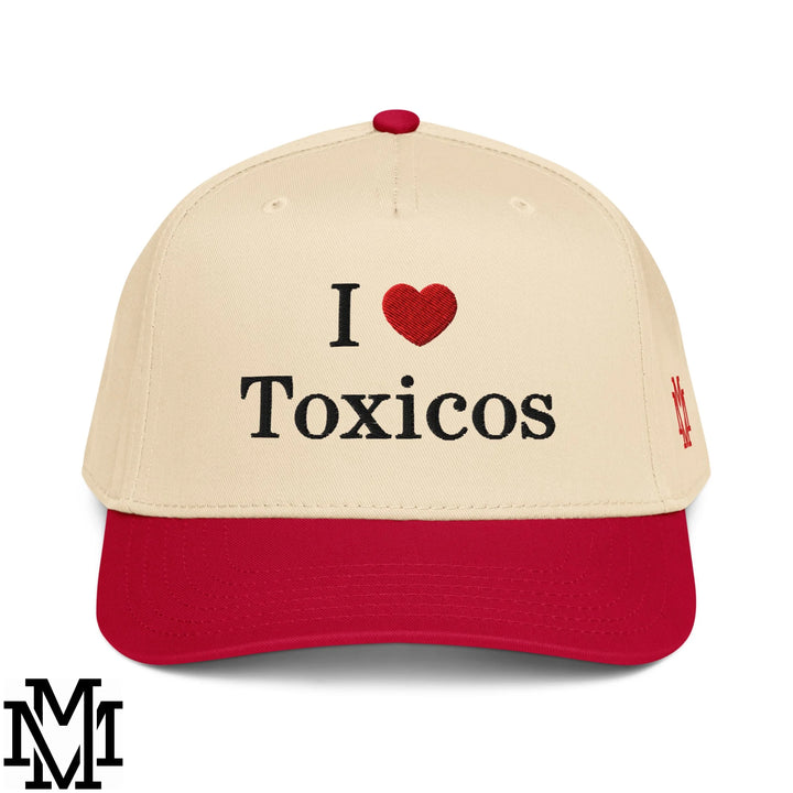 I Love Toxicos Heart Embroidered Baseball Snapback Hat - Red Natural