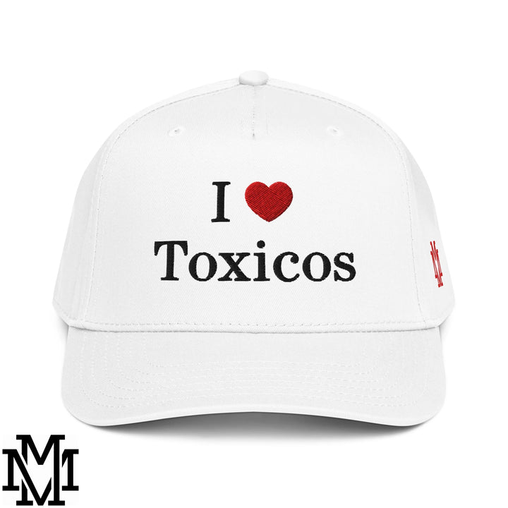 I Love Toxicos Heart Embroidered Baseball Snapback Hat - White