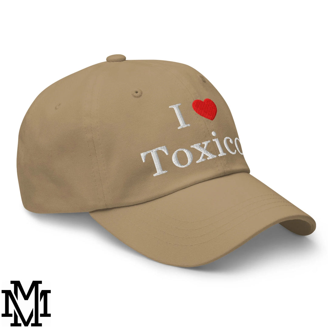 I Love Toxicos Heart Embroidered Unstructured Dad Hat - Khaki