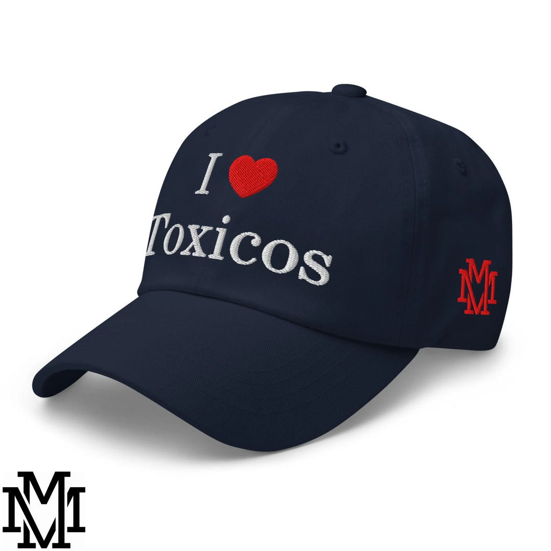 I Love Toxicos Heart Embroidered Unstructured Dad Hat - Navy