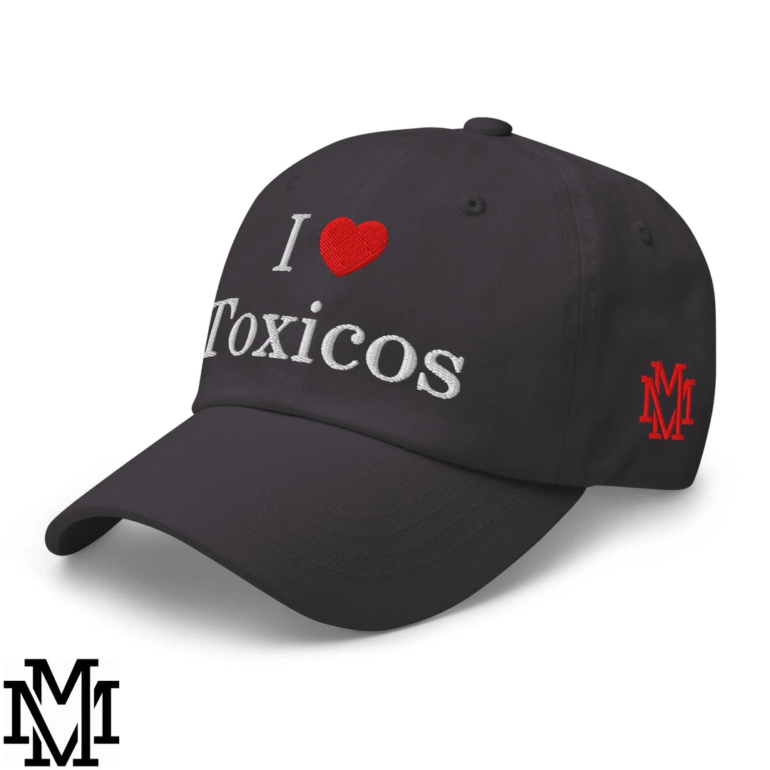 I Love Toxicos Heart Embroidered Unstructured Dad Hat - Dark Grey