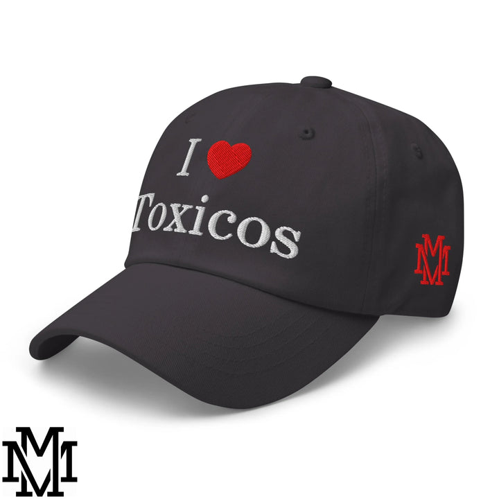 I Love Toxicos Heart Embroidered Unstructured Dad Hat - Dark Grey