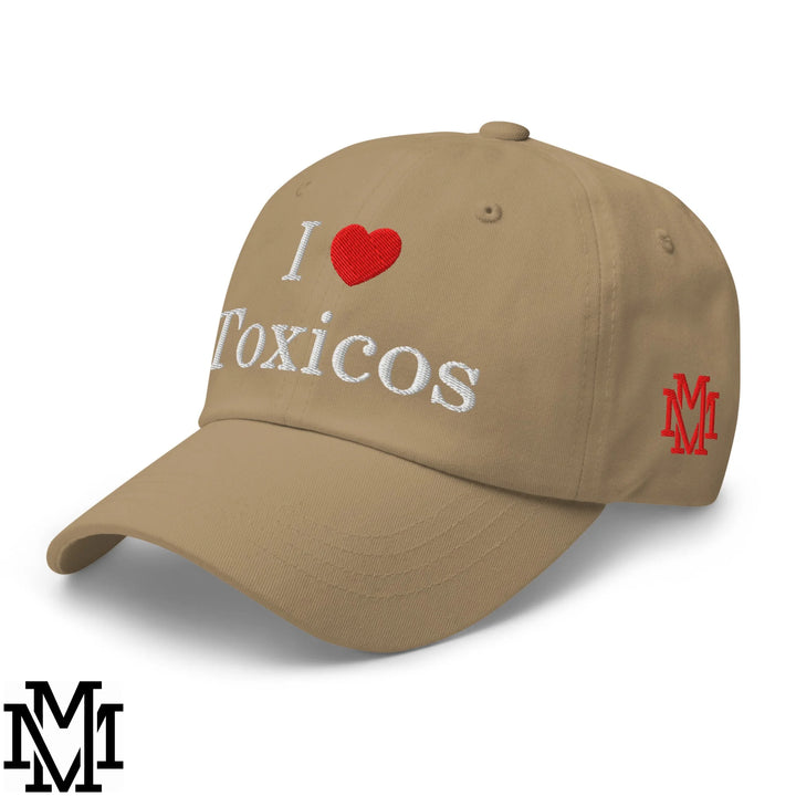 I Love Toxicos Heart Embroidered Unstructured Dad Hat - Khaki