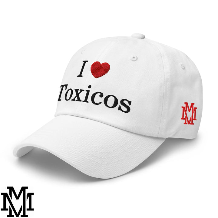 I Love Toxicos Heart Embroidered Unstructured Dad Hat - White
