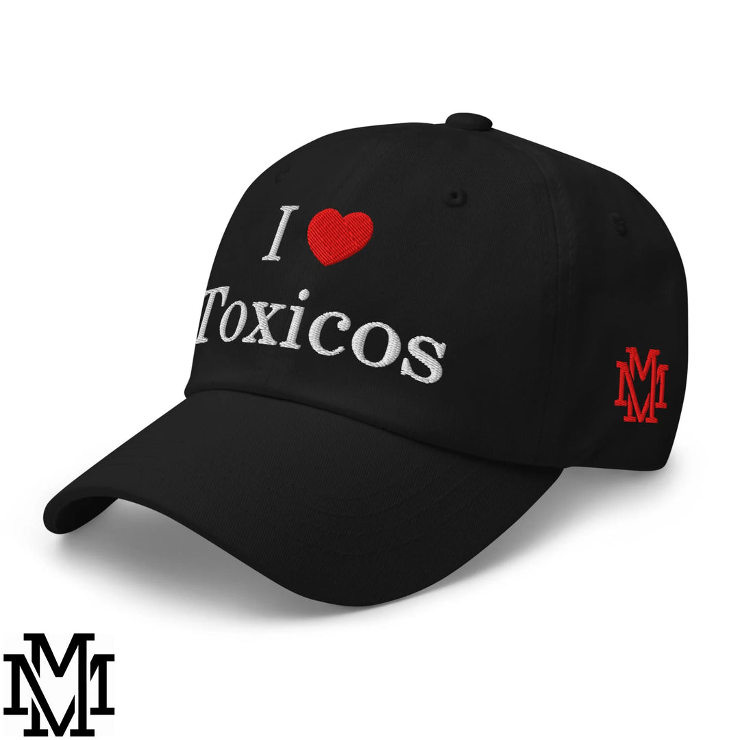 I Love Toxicos Heart Embroidered Unstructured Dad Hat - Black