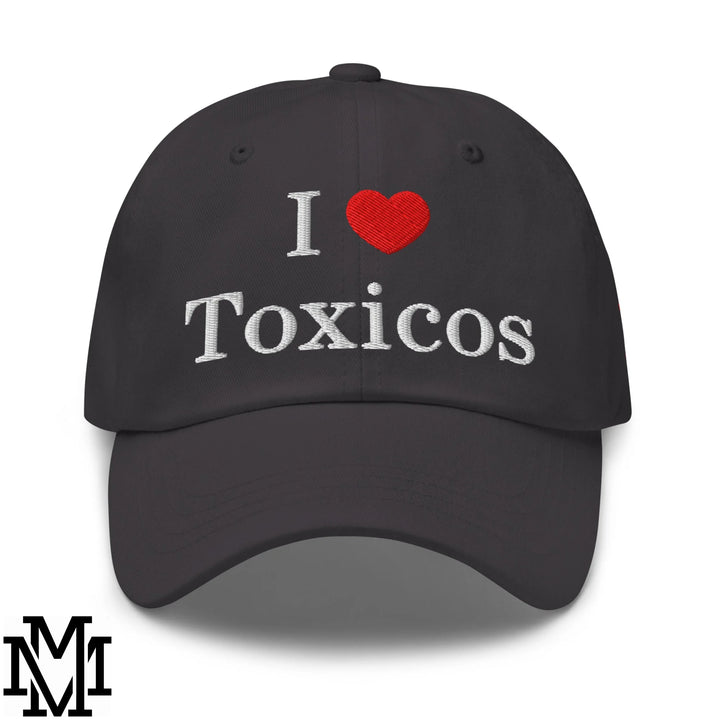 I Love Toxicos Heart Embroidered Unstructured Dad Hat - Dark Grey