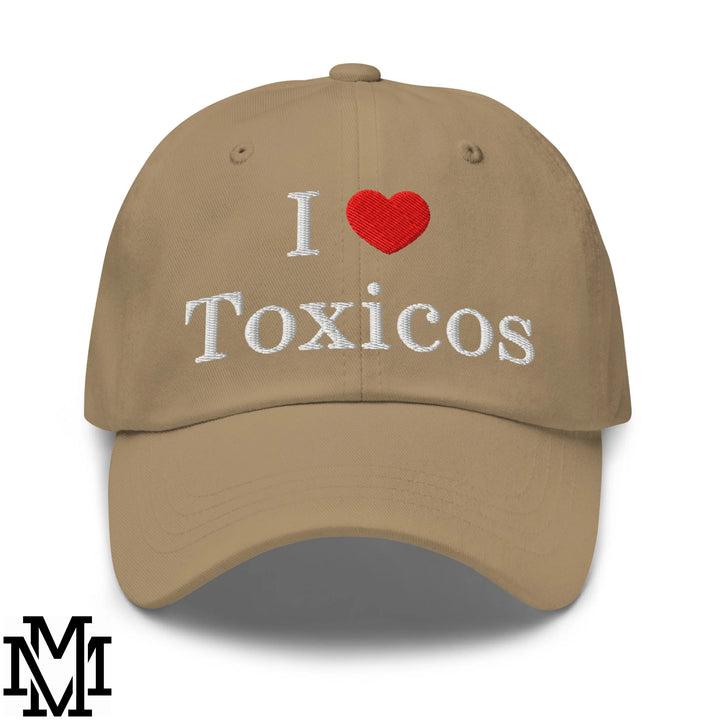 I Love Toxicos Heart Embroidered Unstructured Dad Hat - Khaki