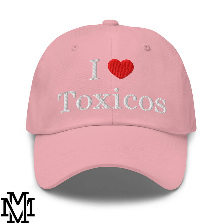 I Love Toxicos Heart Embroidered Unstructured Dad Hat - Pink
