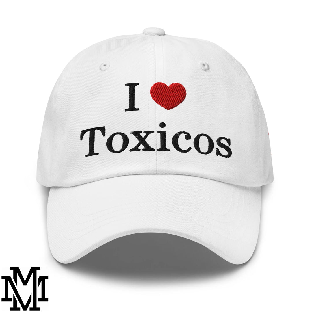 I Love Toxicos Heart Embroidered Unstructured Dad Hat - White