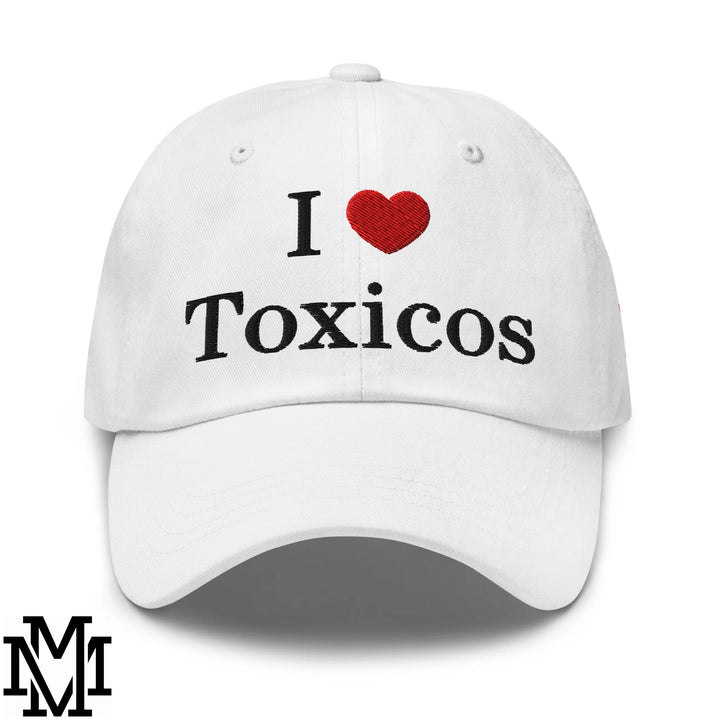 I Love Toxicos Heart Embroidered Unstructured Dad Hat - White