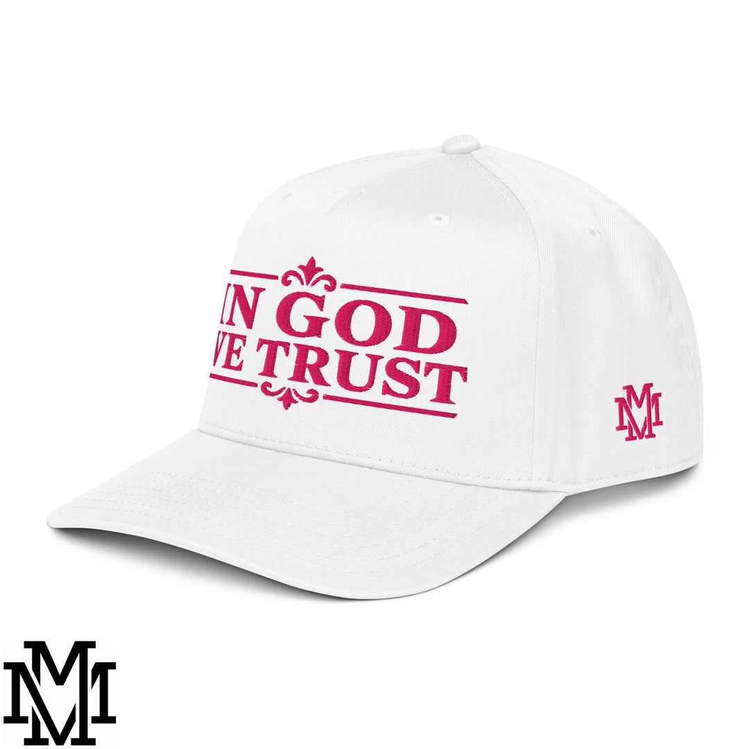 In God We Trust Embroidered Baseball Snapback Hat - White