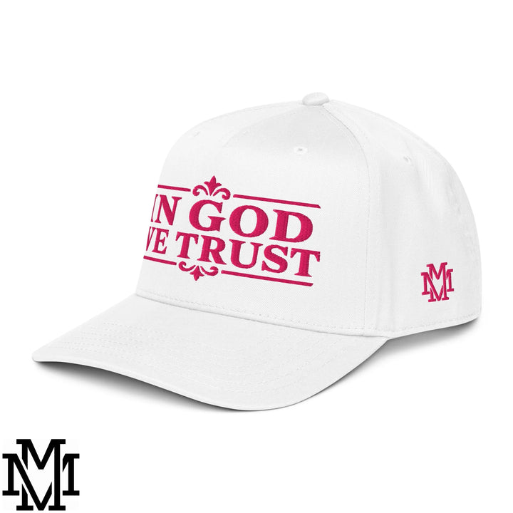 In God We Trust Embroidered Baseball Snapback Hat - White