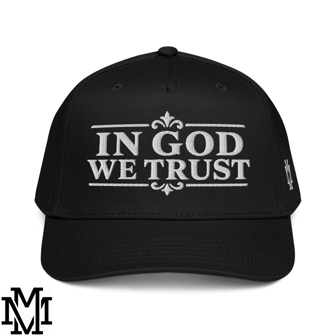 In God We Trust Embroidered Baseball Snapback Hat - Black