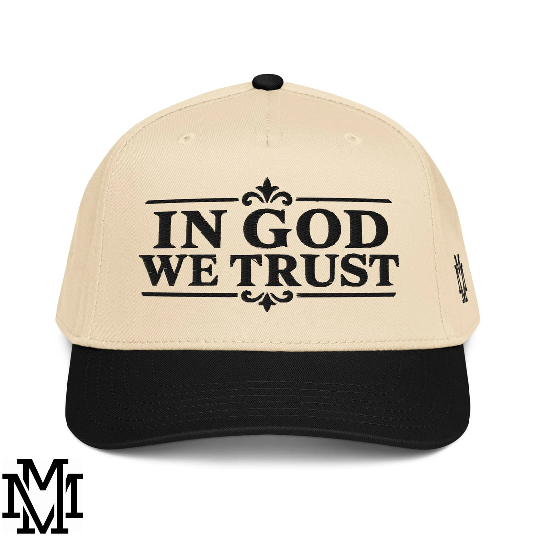 In God We Trust Embroidered Baseball Snapback Hat - Black Natural