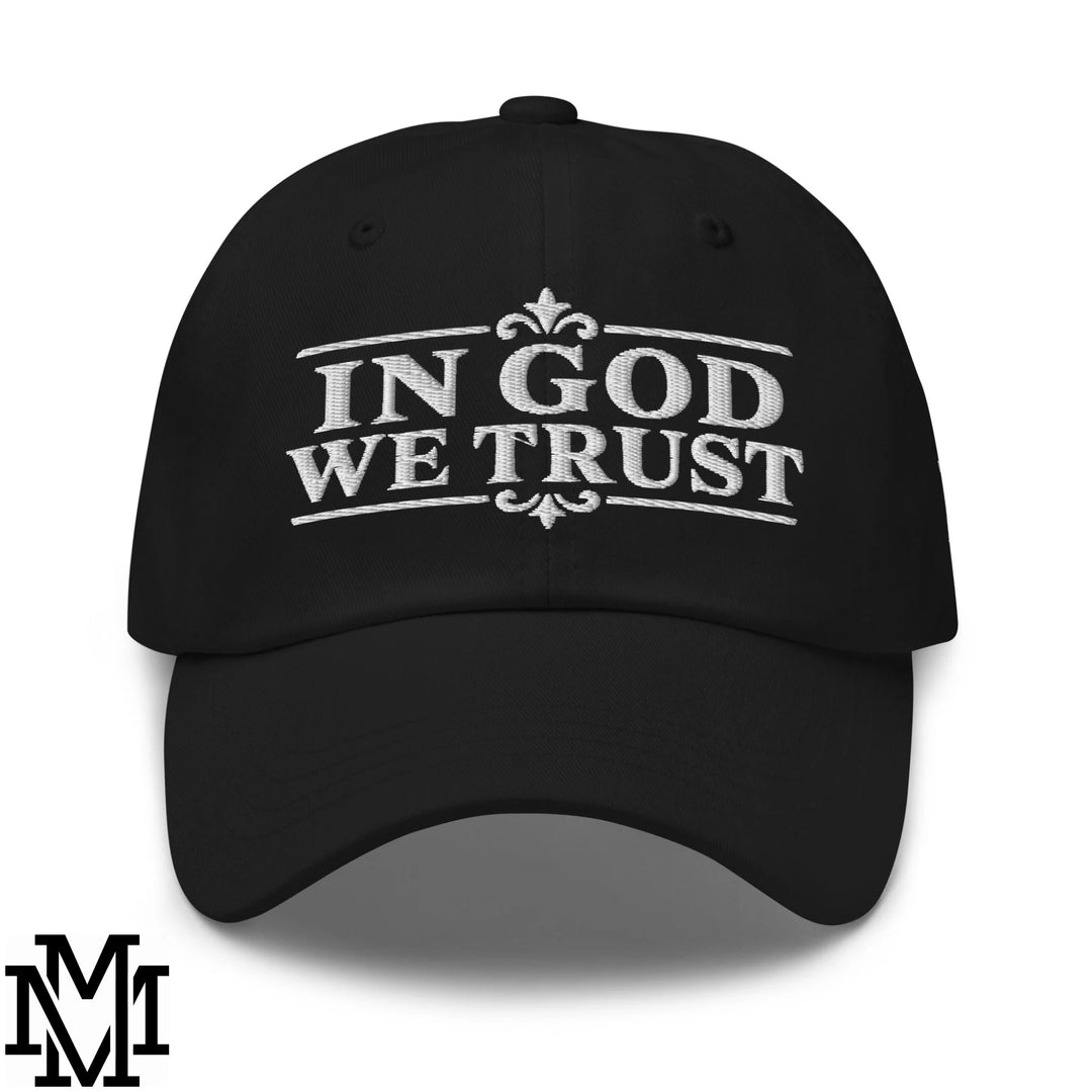 In God We Trust Embroidered Unstructured Dad Hat - Black