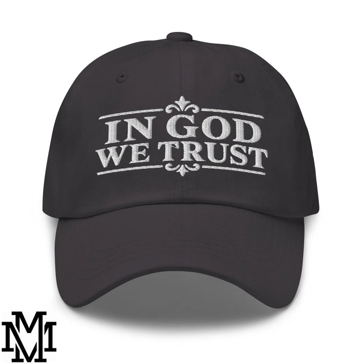In God We Trust Embroidered Unstructured Dad Hat - Dark Grey