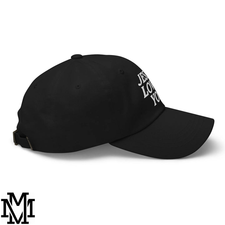 Jesus Loves You Embroidered Unstructured Dad Hat - Black