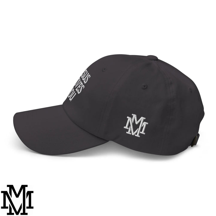 Jesus Loves You Embroidered Unstructured Dad Hat - Dark Grey