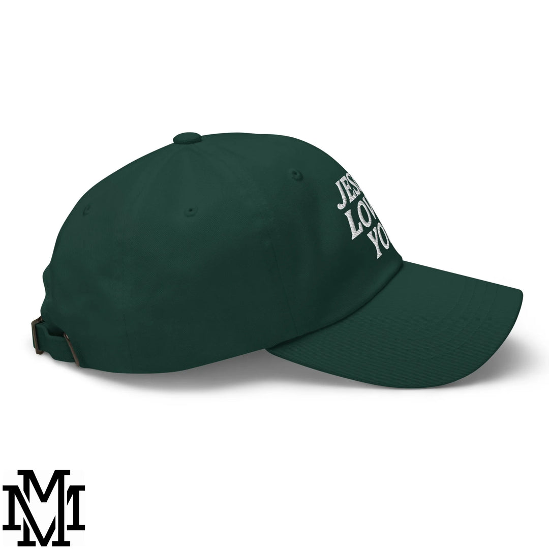 Jesus Loves You Embroidered Unstructured Dad Hat - Spruce