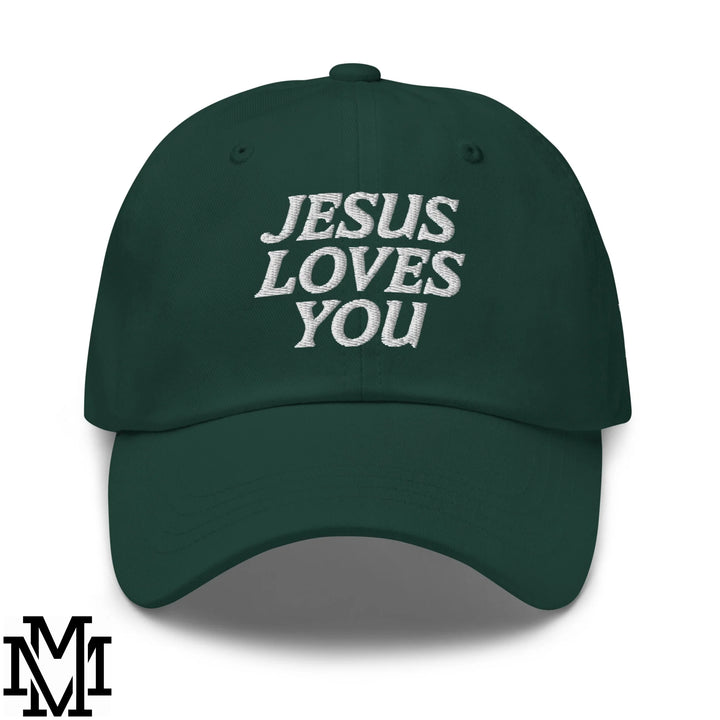 Jesus Loves You Embroidered Unstructured Dad Hat - Spruce