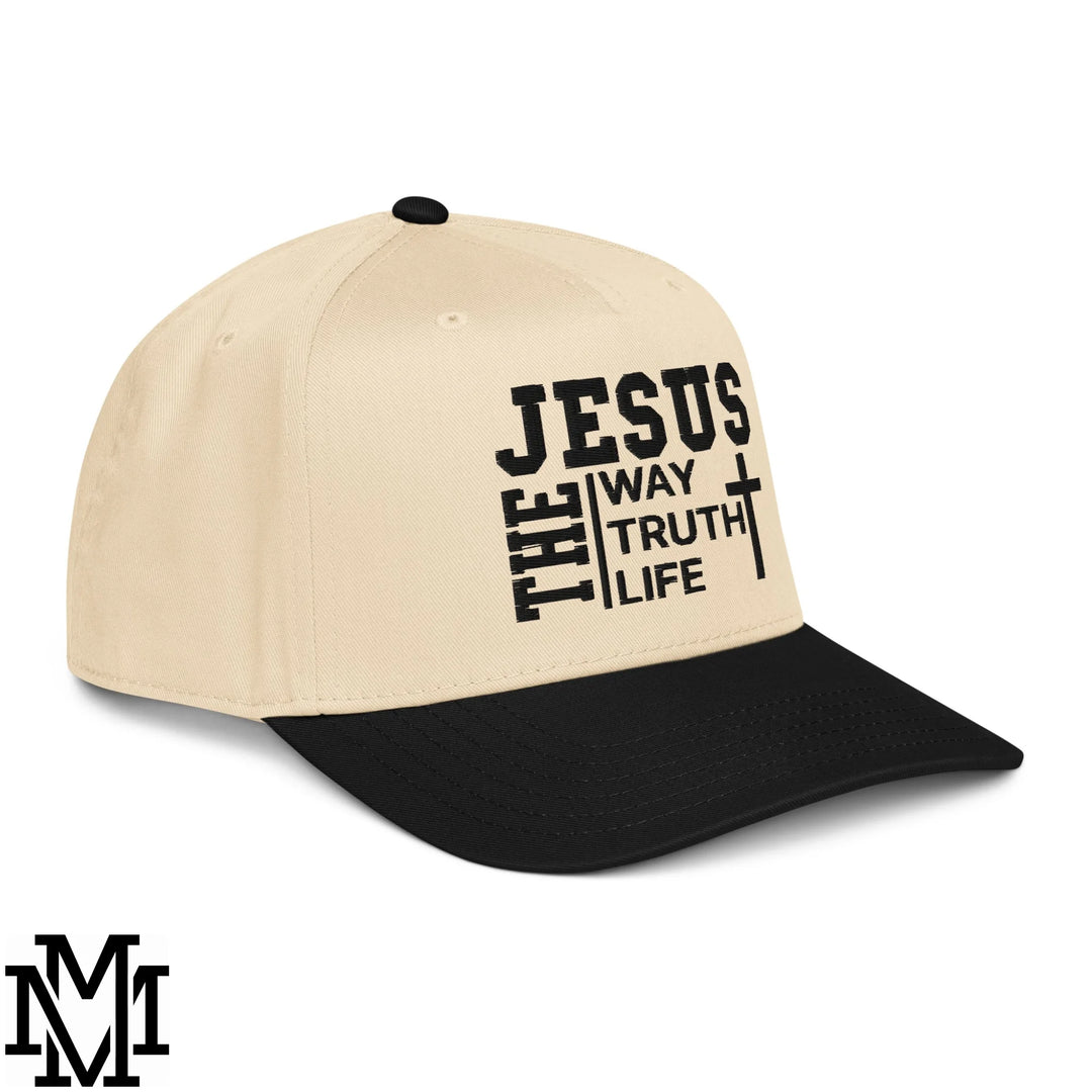 Jesus The Way The Truth The Life Embroidered Baseball Snapback Hat - Black Natural
