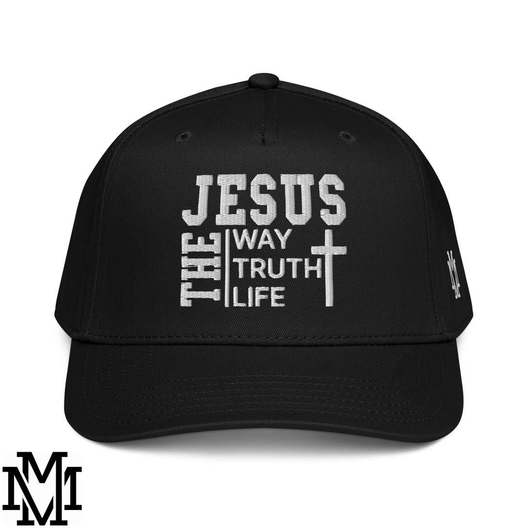 Jesus The Way The Truth The Life Embroidered Baseball Snapback Hat - Black
