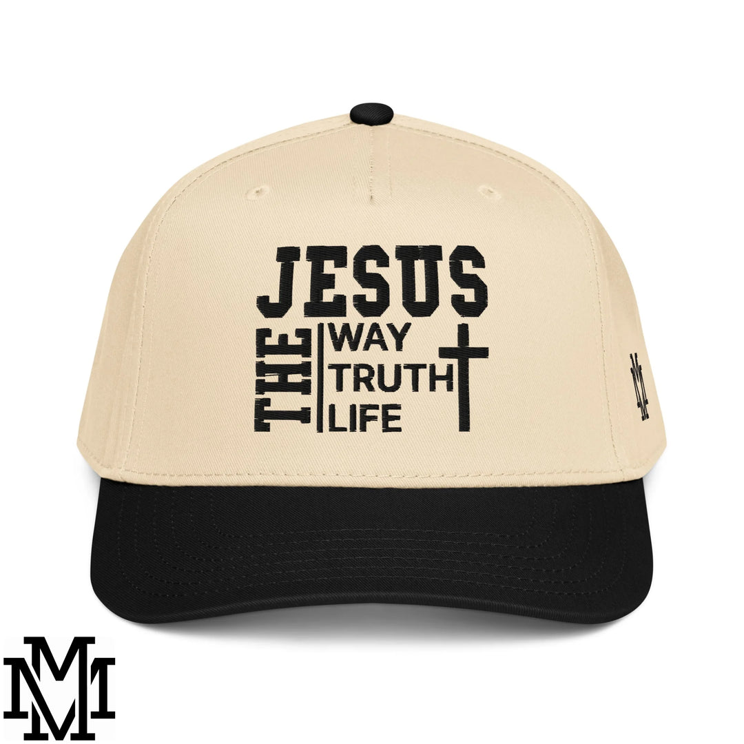 Jesus The Way The Truth The Life Embroidered Baseball Snapback Hat - Black Natural