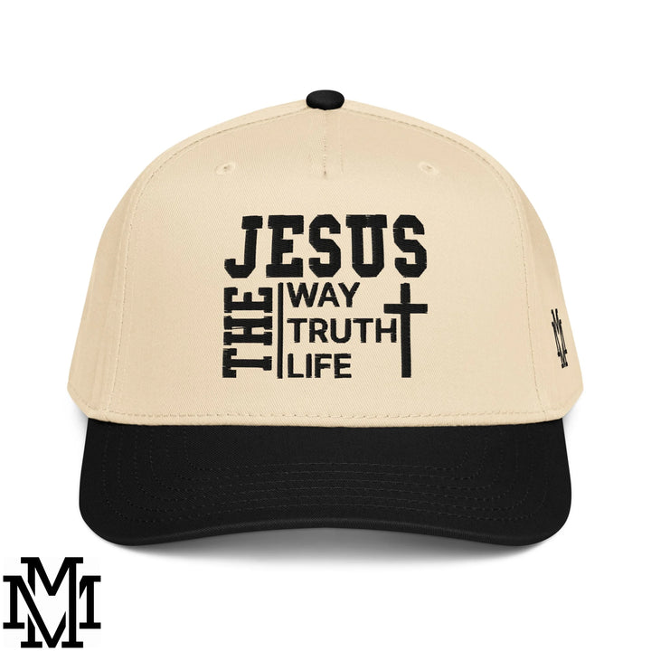Jesus The Way The Truth The Life Embroidered Baseball Snapback Hat - Black Natural