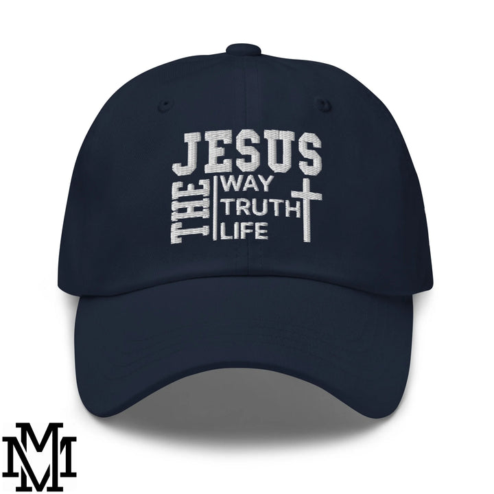 Jesus The Way The Truth The Life Embroidered Unstructured Dad Hat - Navy