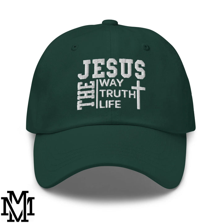 Jesus The Way The Truth The Life Embroidered Unstructured Dad Hat - Spruce