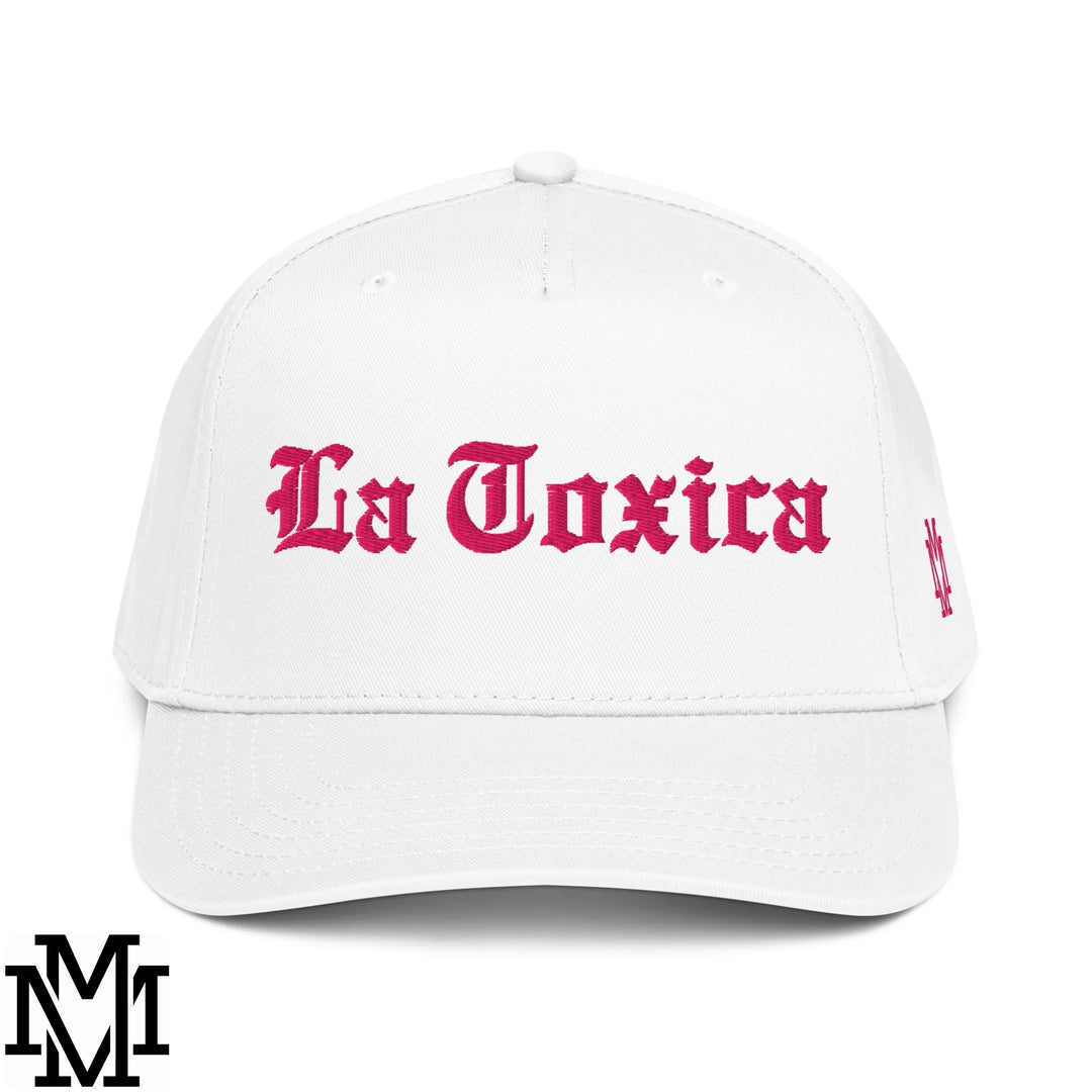 La Toxica Embroidered Baseball Snapback Hat - White