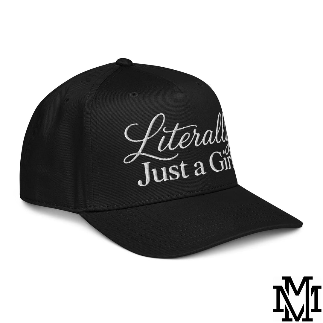 Literally Just a Girl Embroidered Baseball Snapback Hat - Black