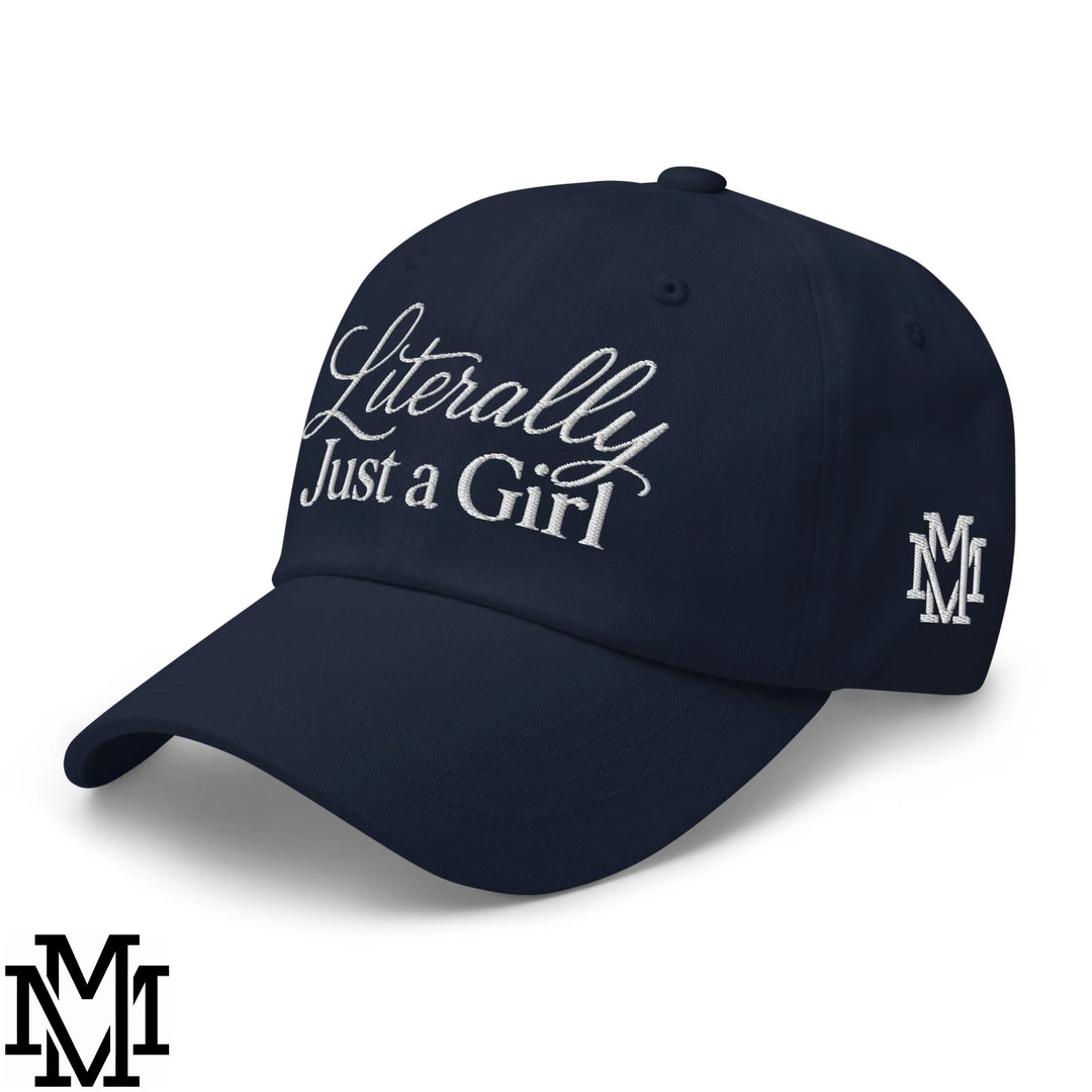 Literally Just a Girl Embroidered Unstructured Dad Hat - Navy