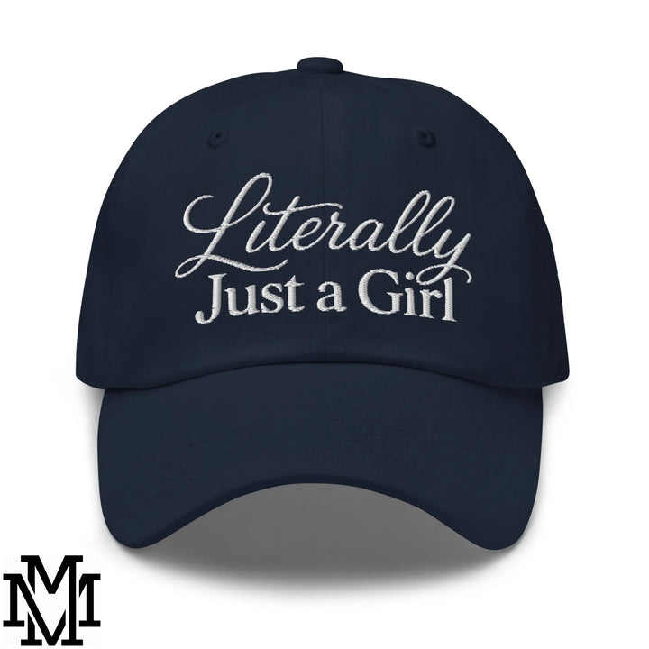 Literally Just a Girl Embroidered Unstructured Dad Hat - Navy