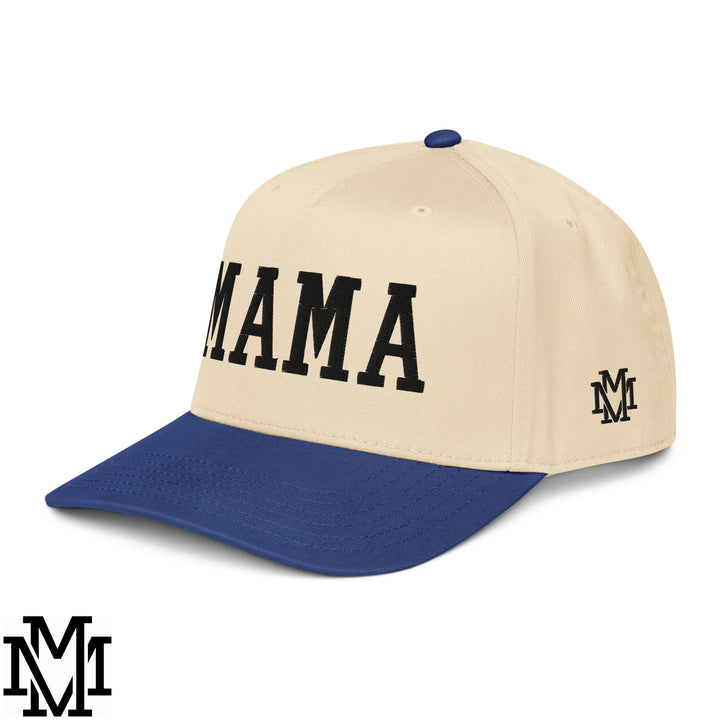 Mama Embroidered Baseball Snapback Hat - Black Natural