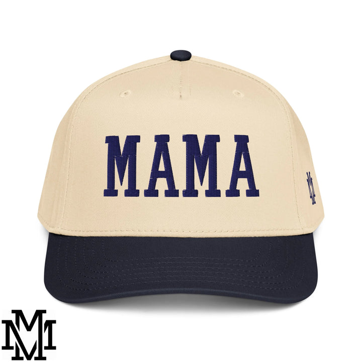 Mama Embroidered Baseball Snapback Hat - Navy Natural