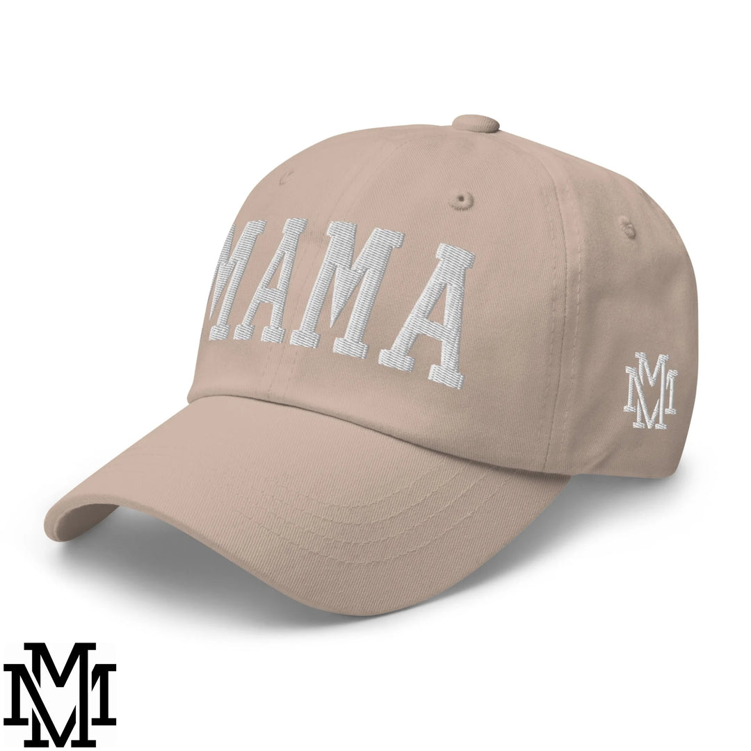 Mama Embroidered Unstructured Dad Hat - Stone